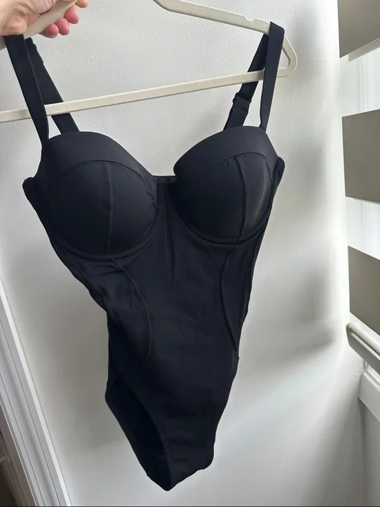 Classic Black Lace-Up One-Piece Swimsuit sample sale new without tags - Picture 2 of 4